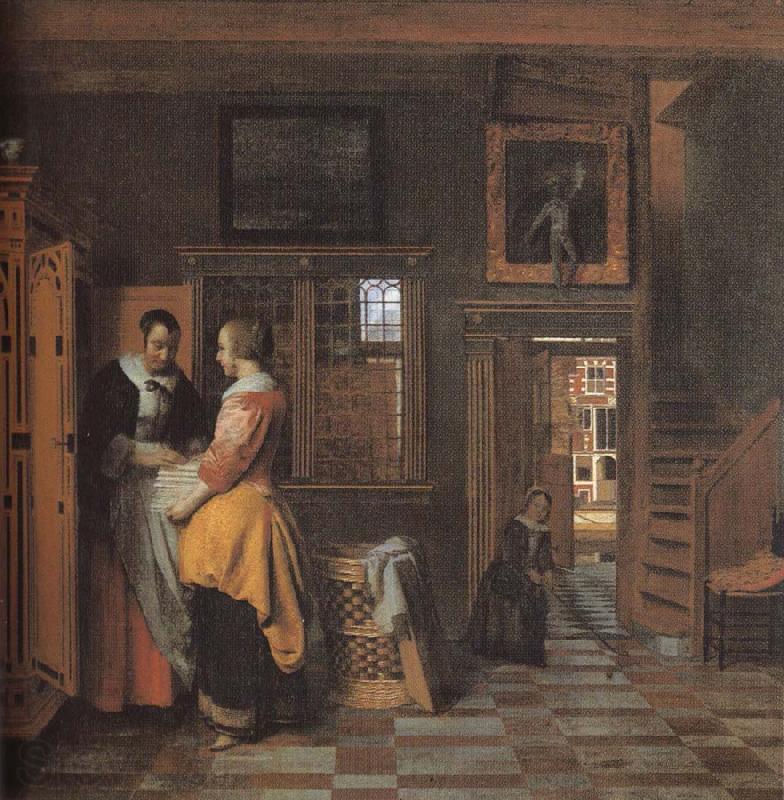 Pieter de Hooch The linen cupboard Norge oil painting art